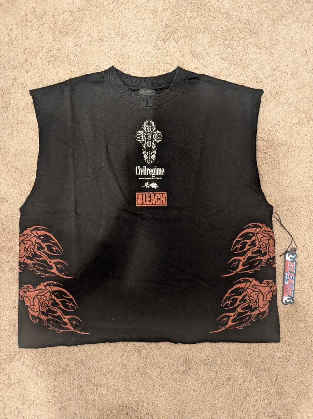 Civil Regime x Bleach Renji Abarai Muscle Tee Black NWT M